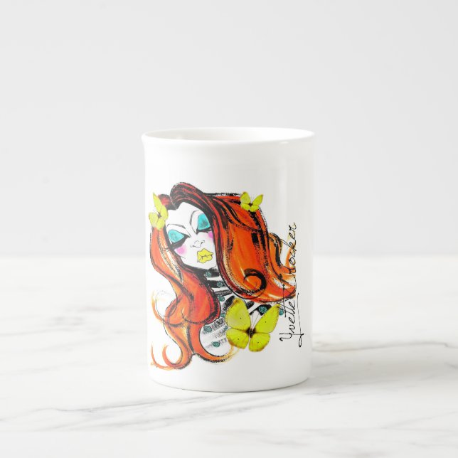 Red Heads & Butterflies Cup (Front)