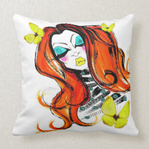 Red Heads Love Butterflies Cushion
