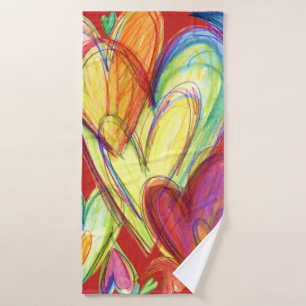 Red Healing Hearts Art Towel