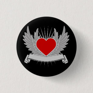 Red heart 3 cm round badge
