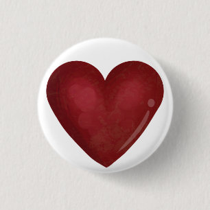 Red Heart 3 Cm Round Badge