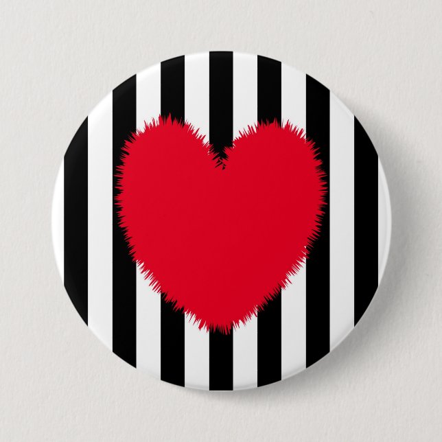Red heart 7.5 cm round badge (Front)