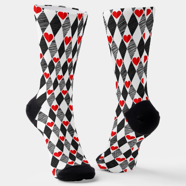 Red Heart Abstract  Socks (Angled)
