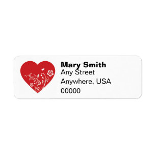 Red Heart Address Labels