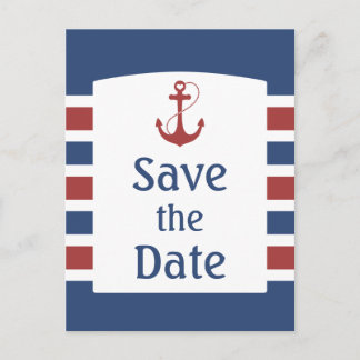 Red Heart Anchor Save the Date Announcement Postcard