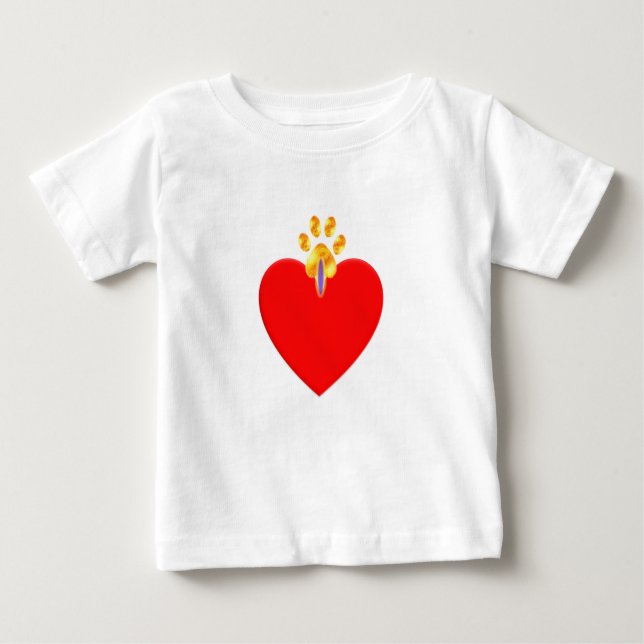 Red heart and golden paw baby T-Shirt (Front)