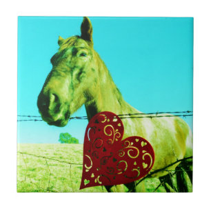 Red Heart and  Horse Tile