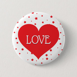 Red Heart And LOVE On Heart 6 Cm Round Badge