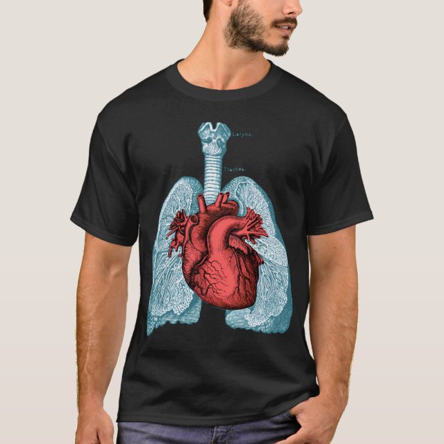 Red Heart And Lungs Human Anatomy T-Shirt (Front)