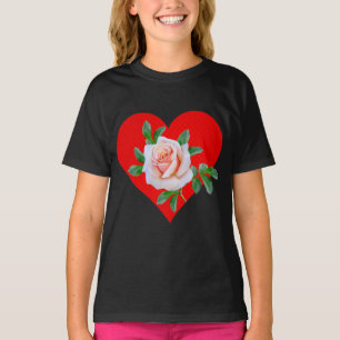 RED HEART AND ROSE FOR VALENTINES DAY T-Shirt