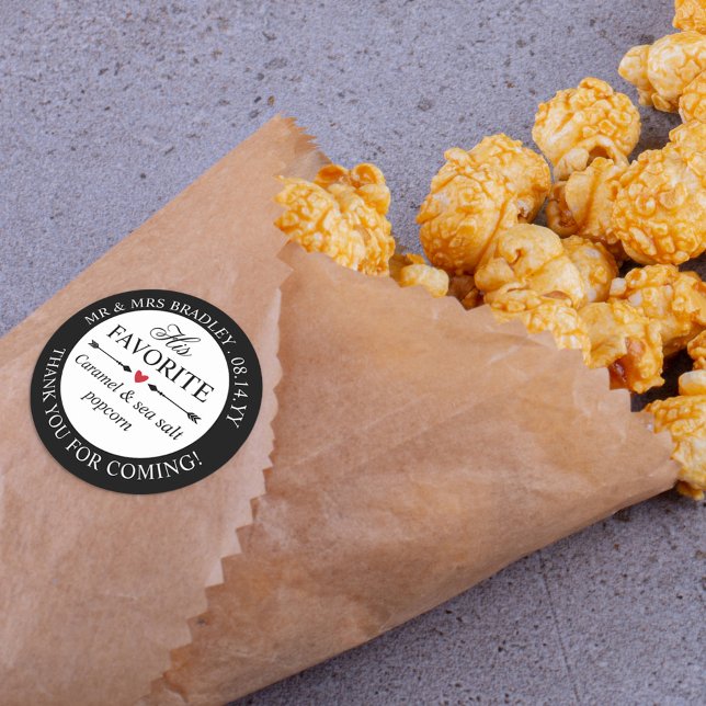 Red Heart Arrows His Favourite Wedding Candy Favou Classic Round Sticker (Creator Uploaded)