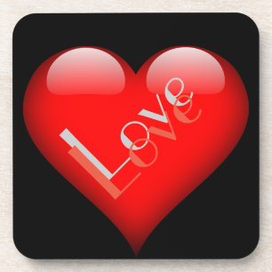 Red Heart Attractive Parisian Love Wedding Coaster