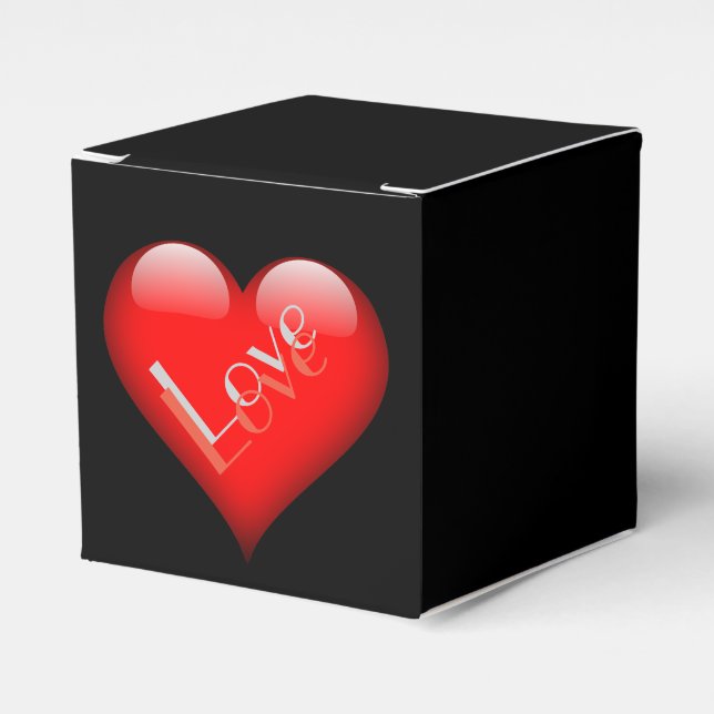 Red Heart Attractive Parisian Love Wedding Favour Box (Front Side)