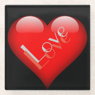 Red Heart Attractive Parisian Love Wedding Glass Coaster