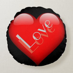 Red Heart Attractive Parisian Love Wedding Round Cushion