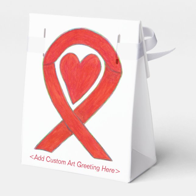 Red Heart Awareness Ribbon Art Party Favour Box (Back Side)