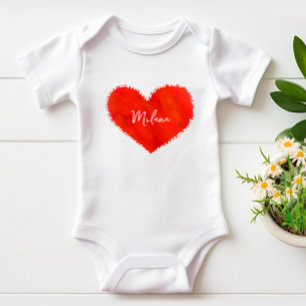 Red heart baby bodysuit