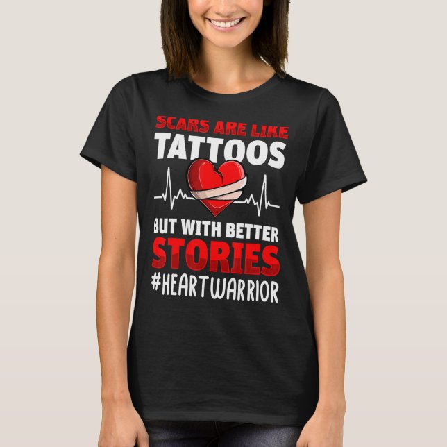 Red heart back open heart surgery warrior 1 T-Shirt (Front)
