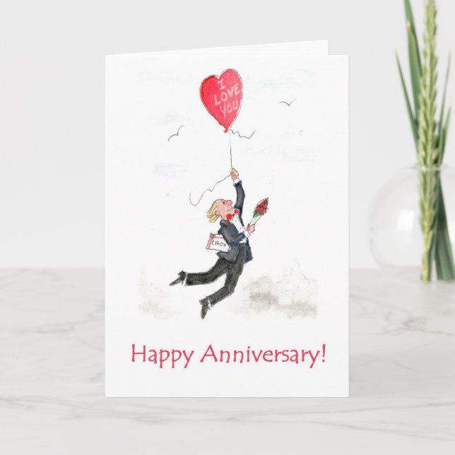 Red Heart Balloon Anniversary Card (Front)