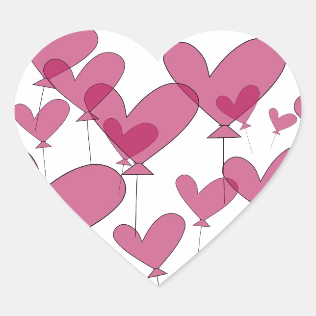 Red heart balloon wedding stickers | sealers (Front)