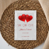 Red Heart Balloons Save The Date Announcement