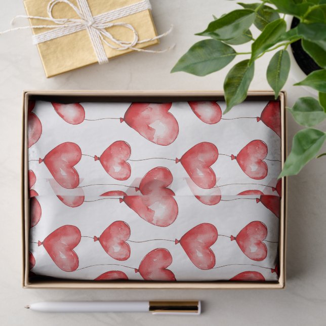 Red heart balloons tissue paper (Gift)