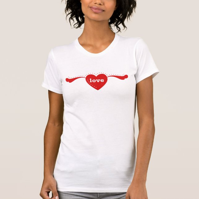 Red Heart Banner Your Text T-Shirt (Front)