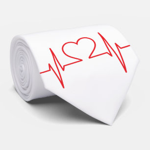 Red Heart Beat Line Tie