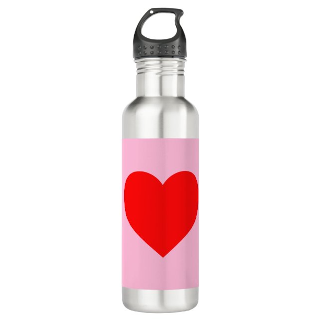 Red Heart Beat Pastel Pink 710 Ml Water Bottle (Front)