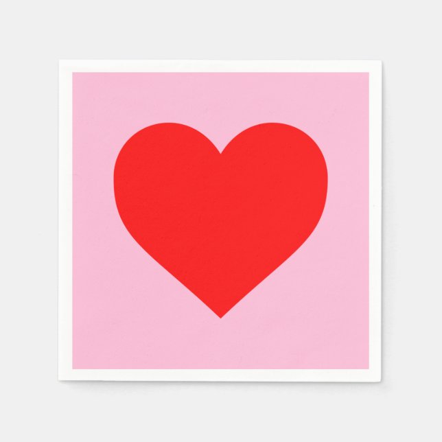 Red Heart Beat Pastel Pink Napkin (Front)