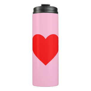 Red Heart Beat Pastel Pink Thermal Tumbler