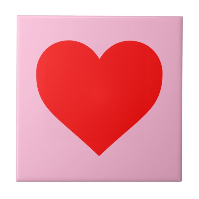 Red Heart Beat Pastel Pink Tile (Front)