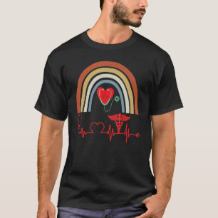 Red Heart Beating Cardiac Nurse Heart Stethoscope  T-Shirt