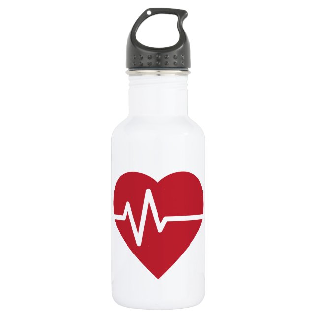 Red Heart Beats 532 Ml Water Bottle (Front)