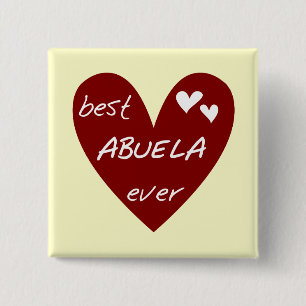 Red Heart Best Abuela Ever T-shirts and Gifts 15 Cm Square Badge