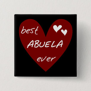 Red Heart Best Abuela Ever T-shirts and Gifts 15 Cm Square Badge