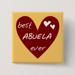 Red Heart Best Abuela Ever T-shirts and Gifts 15 Cm Square Badge
