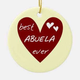Red Heart Best Abuela Ever T-shirts and Gifts Ceramic Tree Decoration