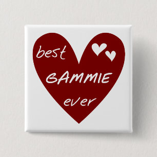 Red Heart Best Gammie Ever Tshirts and Gifts 15 Cm Square Badge