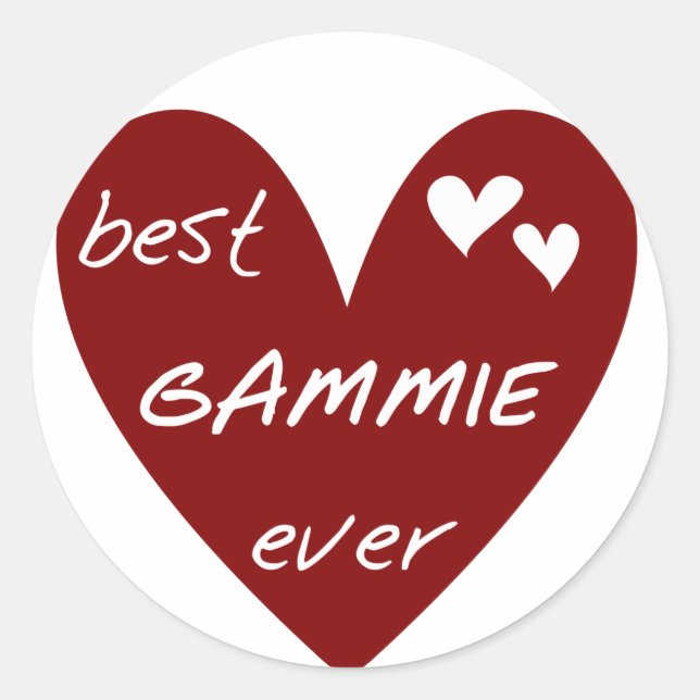Red Heart Best Gammie Ever Tshirts and Gifts Classic Round Sticker (Front)
