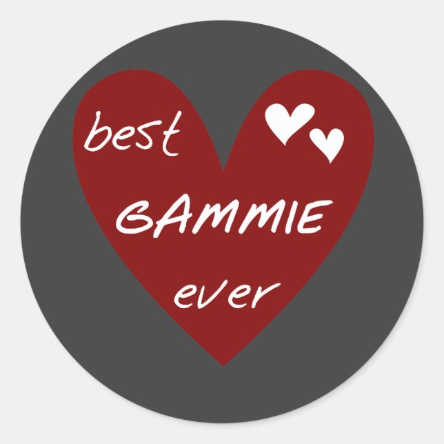 Red Heart Best Gammie Ever Tshirts and Gifts Classic Round Sticker (Front)