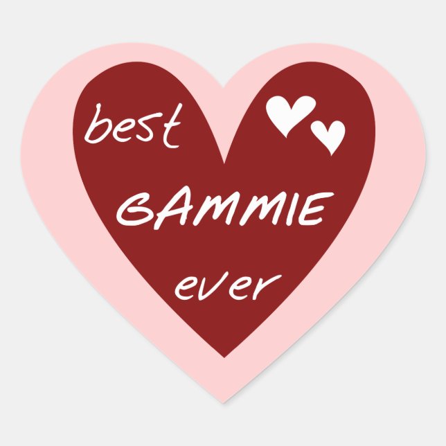 Red Heart Best Gammie Ever Tshirts and Gifts Heart Sticker (Front)