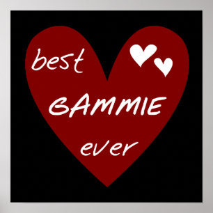 Red Heart Best Gammie Ever Tshirts and Gifts Poster