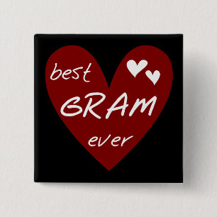 Red Heart Best Gram Ever Tshirts and Gifts 15 Cm Square Badge