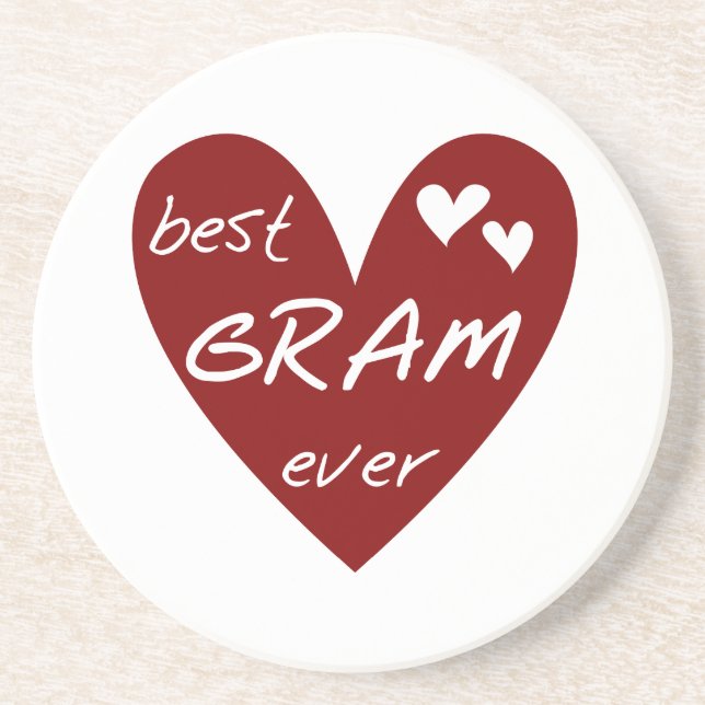Red Heart Best Gram Ever Tshirts and Gifts Coaster (Front)