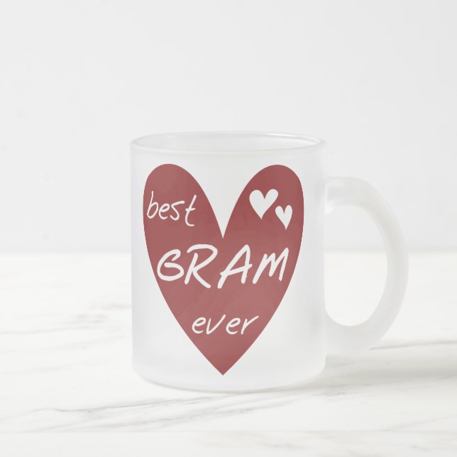 Red Heart Best Gram Ever Tshirts and Gifts Frosted Glass Coffee Mug (Right)