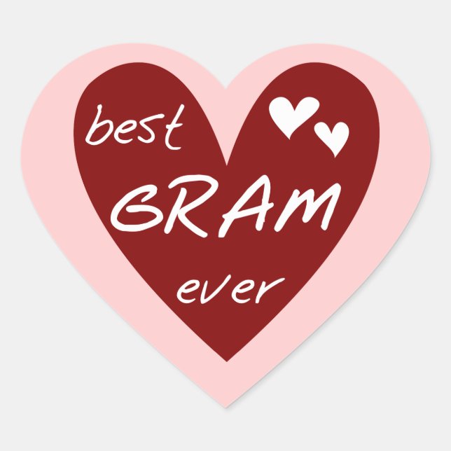 Red Heart Best Gram Ever Tshirts and Gifts Heart Sticker (Front)