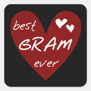 Red Heart Best Gram Ever Tshirts and Gifts Square Sticker