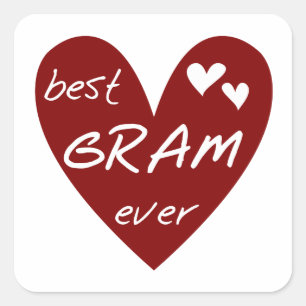 Red Heart Best Gram Ever Tshirts and Gifts Square Sticker