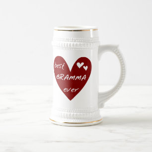 Red Heart Best Gramma Ever T-shirts and Gifts Beer Stein